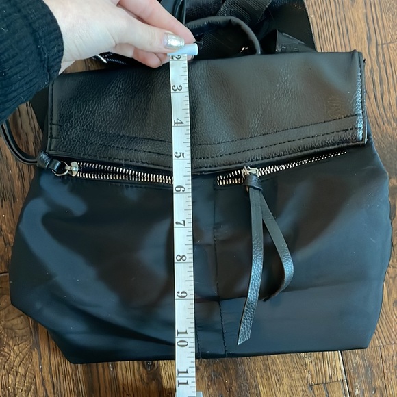 Botkier New York Mini Trigger Black Backpack with silver zipper detailing, vegan - Picture 13 of 16